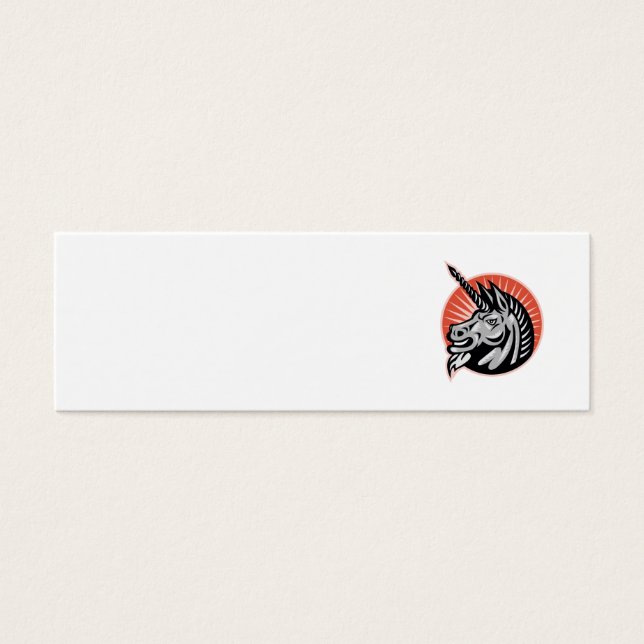 Arg Unicorn Head Retro Woodcut Litet Visitkort (Framsidan)