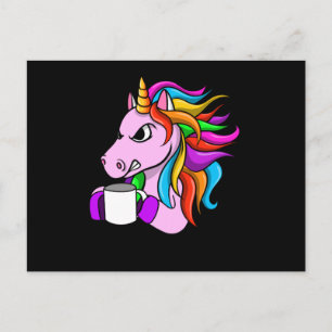 Arg Unicorn with coffee Vykort