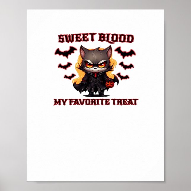Arg Vampire Cat Craves Sweet Halloween Blood Ove Poster (Framsidan)