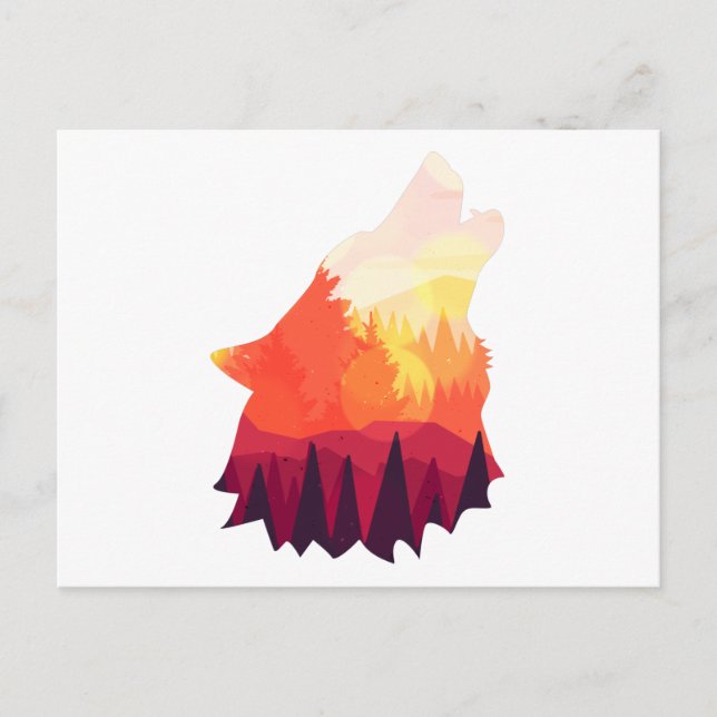 Arg varg teckning vykort (Framsida)