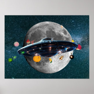 Arga Fåglar som Kämpar mot Aliens Poster