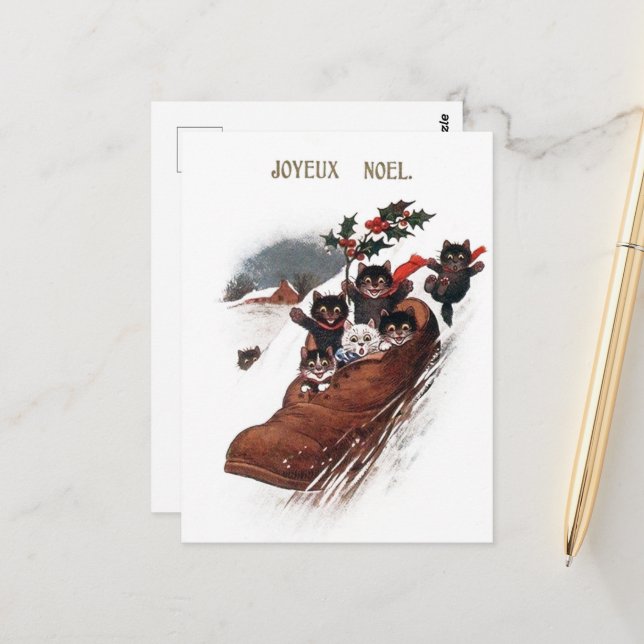 årgång Helgdag för julfestkatter Vykort (Fram/Back In Situ)