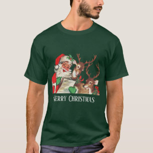 årgång jul Santa rener T Shirt