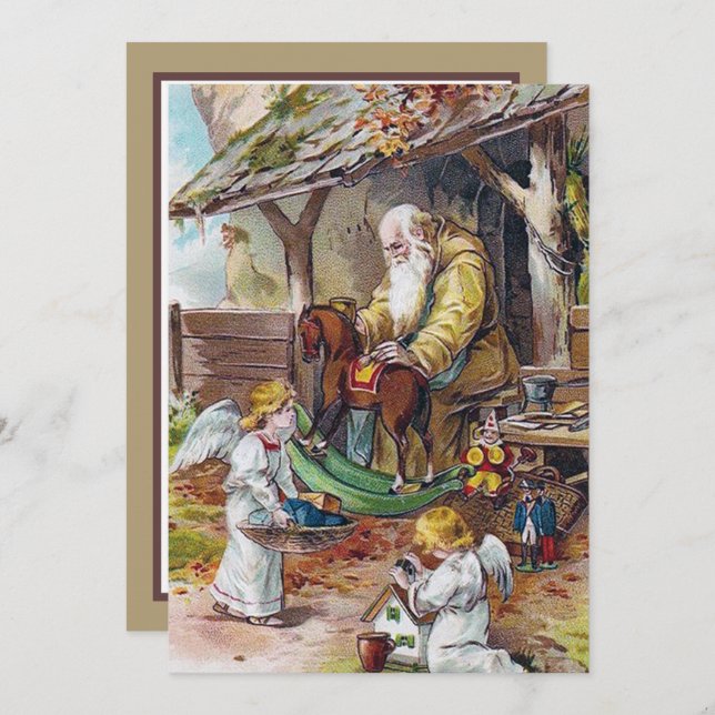 årgång Jultomten Änglar lägger till känslor Anteckningskort (Fram/baksida)