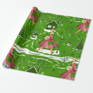 årgången christmas dam snöflingor 1950-talet presentpapper
