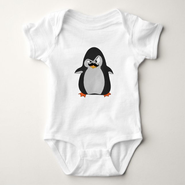 Argen Penguin Penguin Cute Black Grått T Shirt (Framsida)