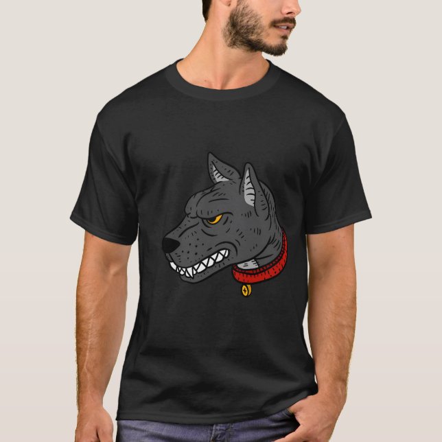 Argens Hund. Pitbull Illustration. T Shirt (Framsida)