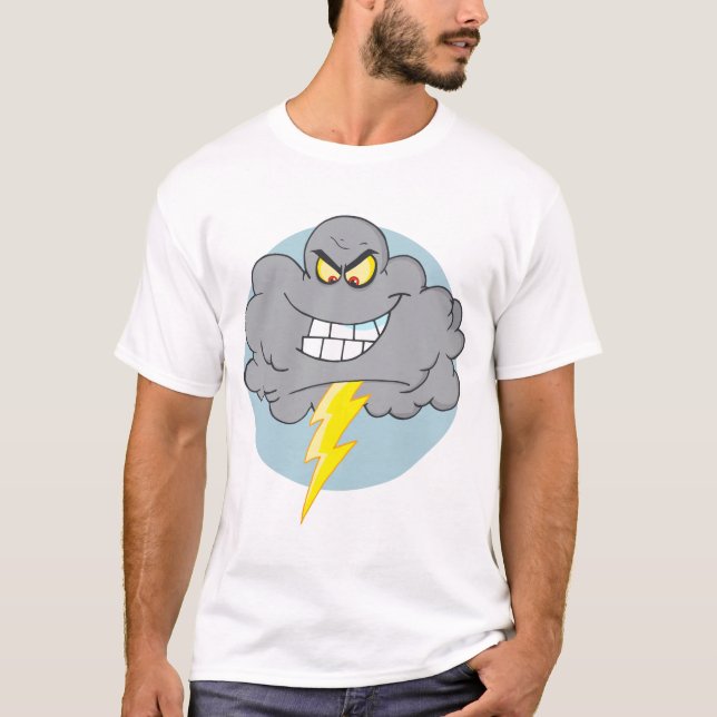 Argens Tecknad, svart moln med blixt Tee Shirt (Framsida)