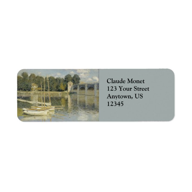 Argenteuil Bridge Claude Monet Returadress Etikett (Framsidan)