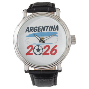 Argentina 2026 Fotboll Fan Design Flagga Färger Armbandsur