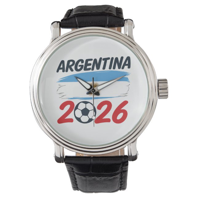 Argentina 2026 Fotboll Fan Design Flagga Färger Armbandsur (Framsida)