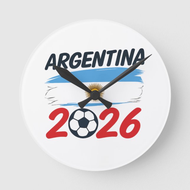 Argentina 2026 Fotboll Fan Design Flagga Färger Rund Klocka (Framsida)