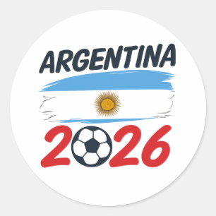 Argentina 2026 Fotbollsfan-design Flaggfärger Runt Klistermärke
