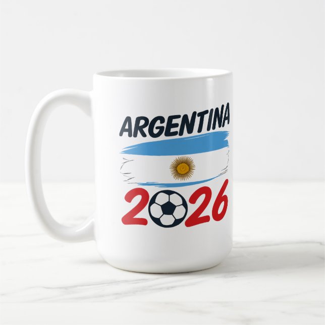 Argentina 2026 Soccer Fan Design Flag Colors Kaffemugg (Vänster)