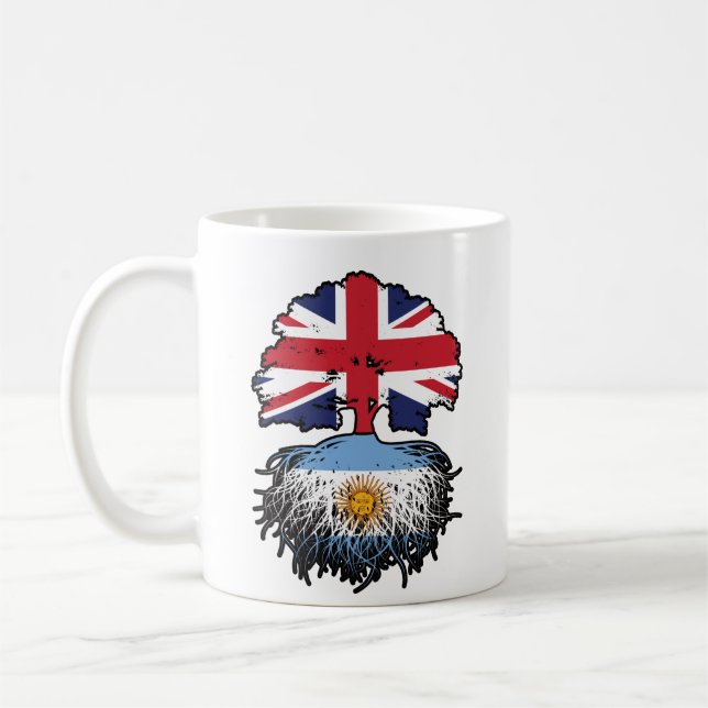 Argentina Argentinas brittiska Träd Roots Flagga Kaffemugg (Vänster)