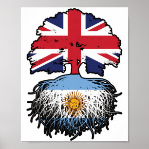 Argentina Argentinas brittiska Träd Roots Flagga Poster