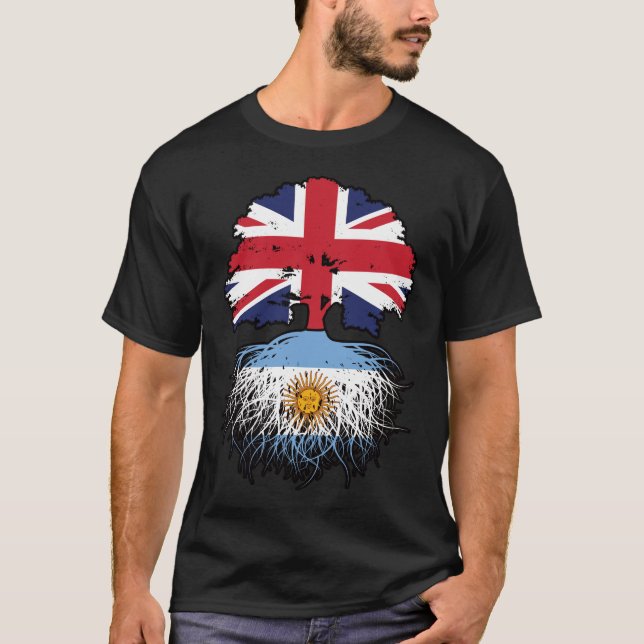 Argentina Argentinas brittiska Träd Roots Flagga T Shirt (Framsida)