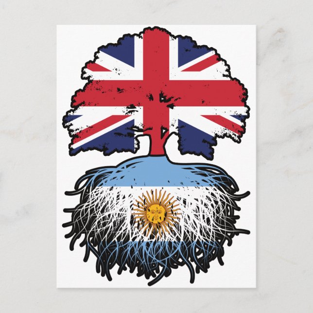 Argentina Argentinas brittiska Träd Roots Flagga Vykort (Framsida)