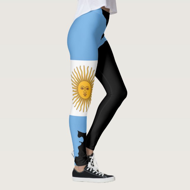 Argentina Argentinas Flagga White Brev on black  Leggings (Höger)