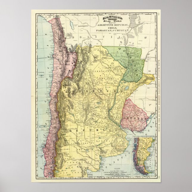 Argentina, Chile, Paraguay, Uruguay Poster (Framsidan)