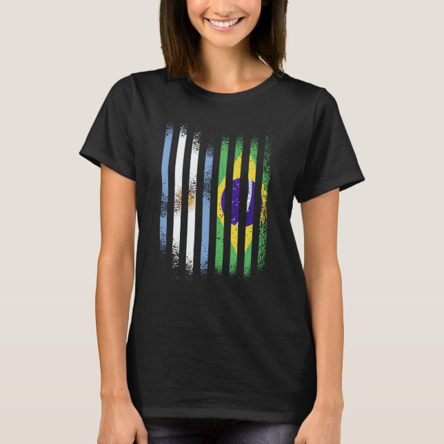 Argentina Flag Brazil Grown Country Flags Stripes T Shirt (Framsida)