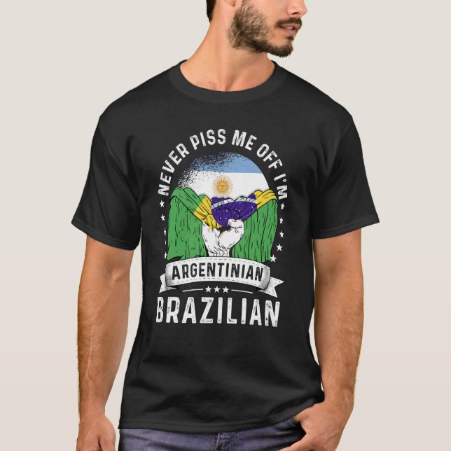 Argentina Flag Brazil Grown  Humor Citizen Pride T Shirt (Framsida)