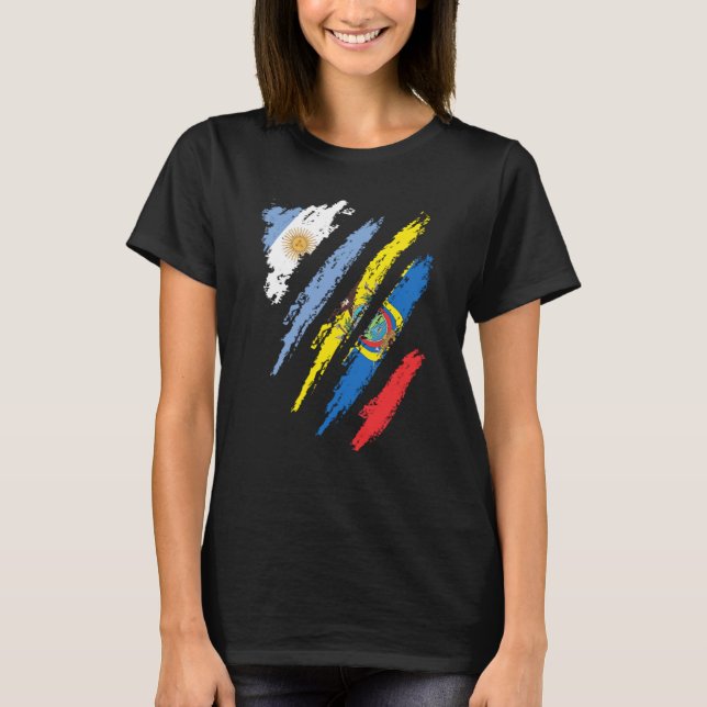 Argentina Flag Ecuador Grown Patriot Country Strip T Shirt (Framsida)