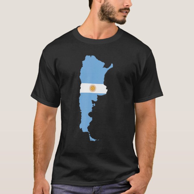 Argentina flag in Argentina outline Argentina T Shirt (Framsida)