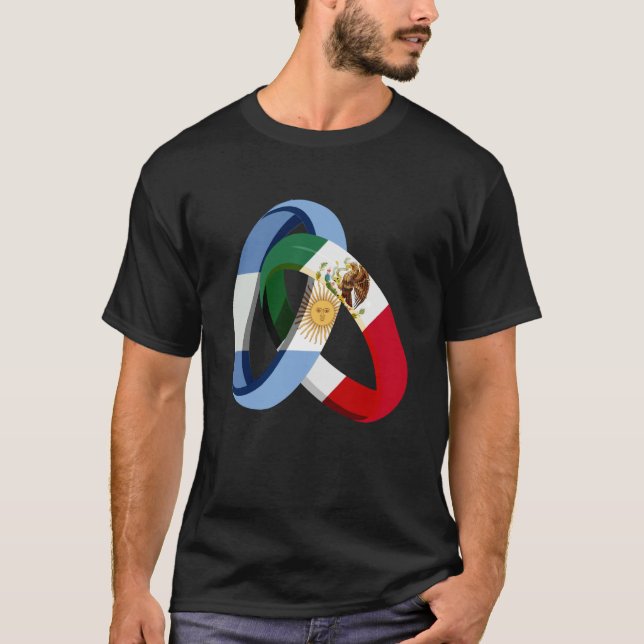 Argentina Flag Mexico Grown Ring Marriage Wedding T Shirt (Framsida)