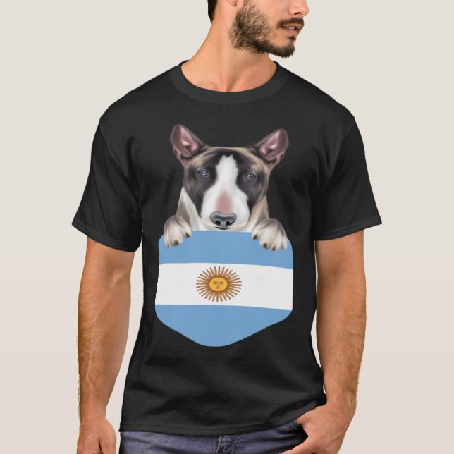 Argentina Flag Miniature Bull Terrier Dog In Pocke T Shirt (Framsida)