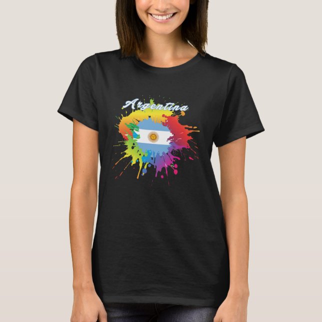 Argentina Flag Pride Gay Colorful Splash Argentini T Shirt (Framsida)