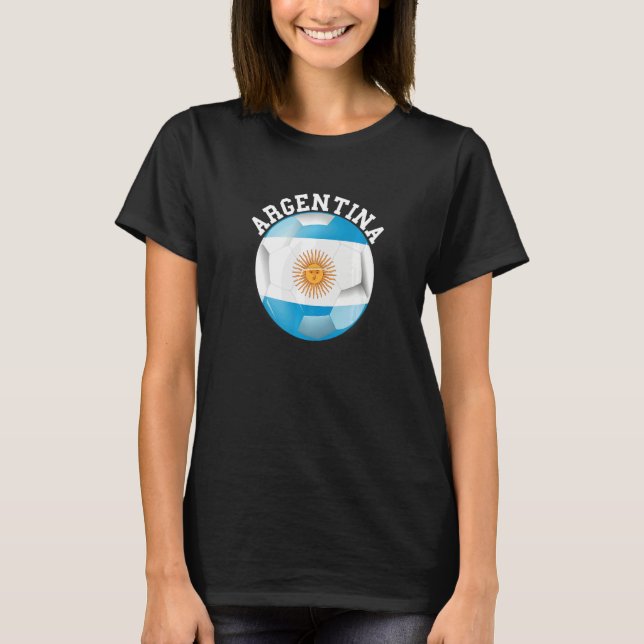 Argentina Flag Soccer Game Ball Pride Argentinian  T Shirt (Framsida)