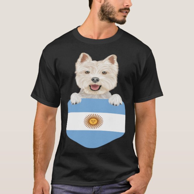 Argentina Flag West Highland White Terrier Dog In  T Shirt (Framsida)