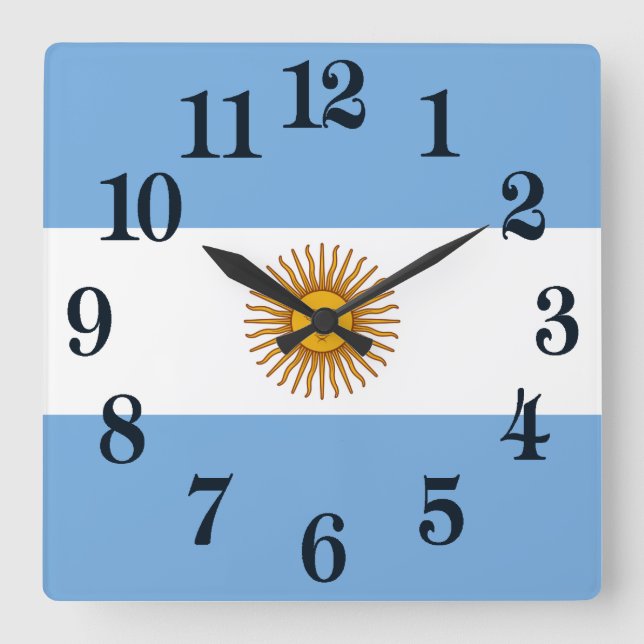 Argentina flagga Bandera De Argentina Fyrkantig Klocka (Framsida)