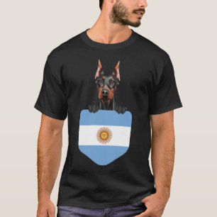 Argentina Flagga Doberman Pinscher Hund in Pocket T Shirt