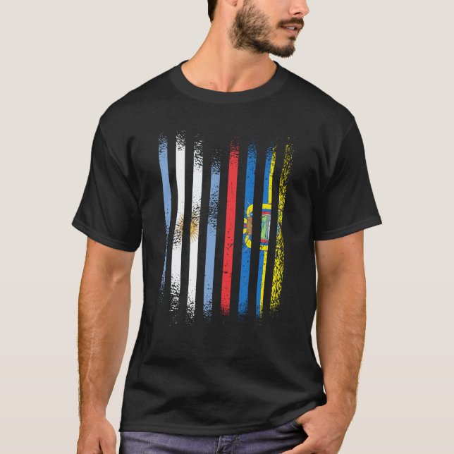 Argentina Flagga Ecuador Odlad Landsflaggor Ränder T Shirt (Framsida)