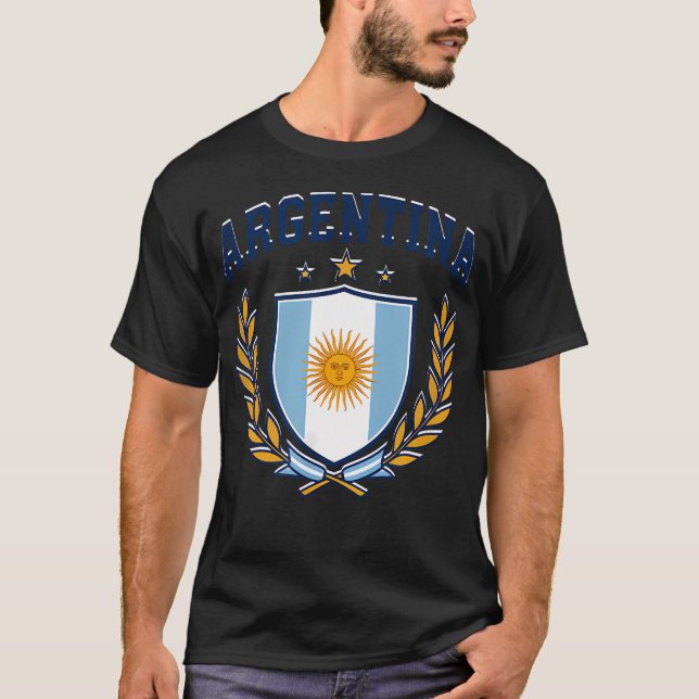 Argentina Flagga För Patriotisk T Shirt (Framsida)