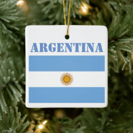 Argentina Flagga Fotbollar Fotboll Argentinsk Blå Julgransprydnad Keramik