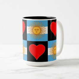 Argentina Flagga Heart Mönster Patriotic Argentina Två-Tonad Mugg