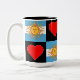 Argentina Flagga Heart Mönster Patriotic Argentina Två-Tonad Mugg