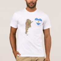 Argentina Flagga Heart och Karta T-Shirt