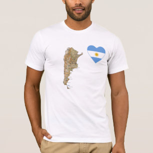 Argentina Flagga Heart och Karta T-Shirt