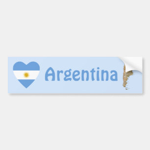 Argentina Flagga Hjärta + Karta Bildäckslapp Bildekal
