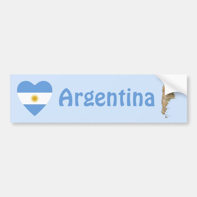Argentina Flagga Hjärta + Karta Bildäckslapp Bildekal (Framsidan)