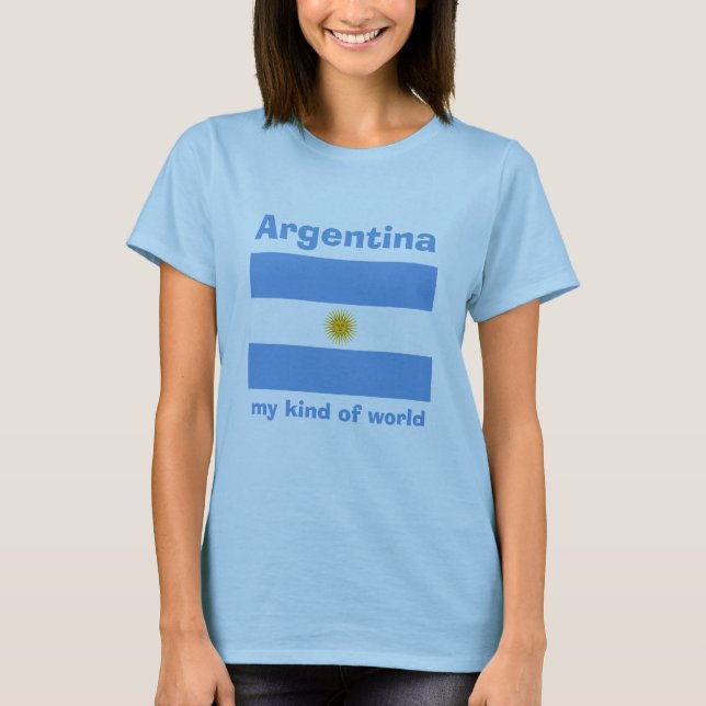 Argentina Flagga + Karta + Text T-Shirt (Framsida)