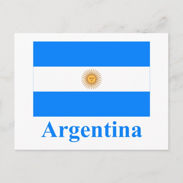 Argentina Flagga med Namn Vykort (Framsida)