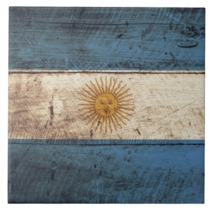 Argentina flagga på gammalt Wood korn Kakelplatta