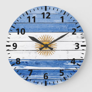 Argentina Flagga Paint på Wood Stor Klocka