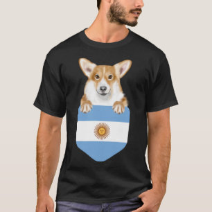 Argentina Flagga Pembroke Welsh Corgi Hund in Pock T Shirt