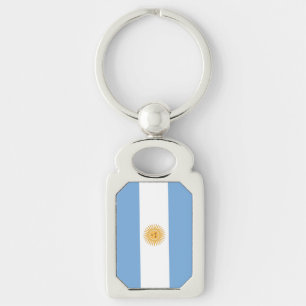 Argentina flagga rektangulärt silverfärgad nyckelring